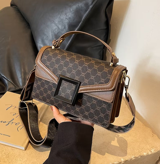 Women’s Vintage Small Square Bag with Wide Shoulder Strap