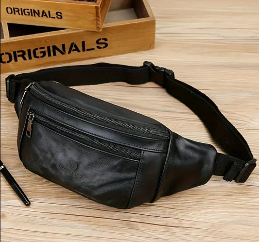 Genuine Leather Phone Waist Bag with Belt Loop – Multi-Functional Outdoor Utility Pouch