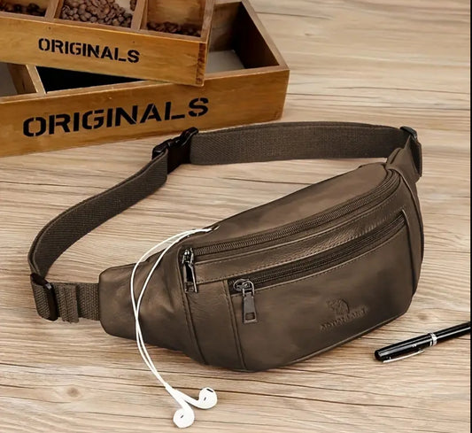 Genuine Leather Phone Waist Bag with Belt Loop – Multi-Functional Outdoor Utility Pouch