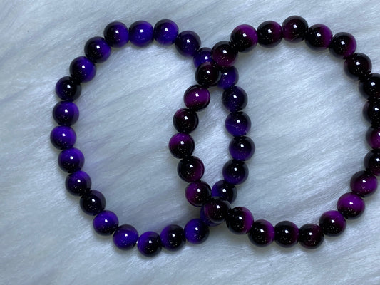 Blue & Purple Natural Stone Elastic Bracelet – Handcrafted, Durable & Stylish Unisex Jewelry